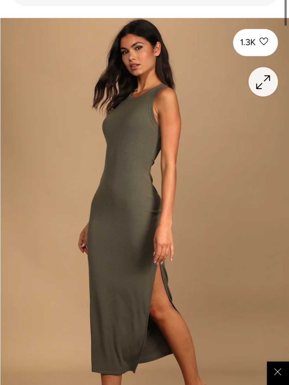 Lulu's Olive Green Sleeveless Ruched Maxi Dress